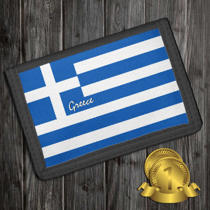 Greece wallet, Greek Flag patriot /sports Trifold Wallet