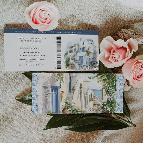 Greece Wedding  Boarding Pass Save the Date