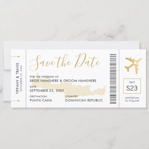 Greece Wedding Crete Map Ticket Save the Date