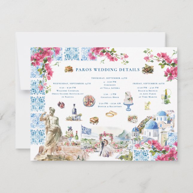 Greece Wedding Weekend Welcome Digital Invitation (Back)