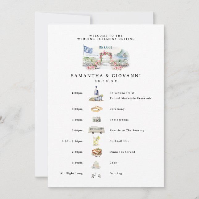 Greece Wedding Weekend Welcome Digital Invitation (Front)
