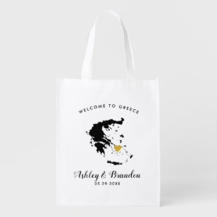 Greece Wedding Welcome Tote Bag, Black & Gold