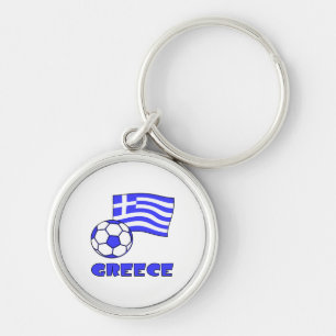 Greece with Greek Flag and Soccer Ball Keychain