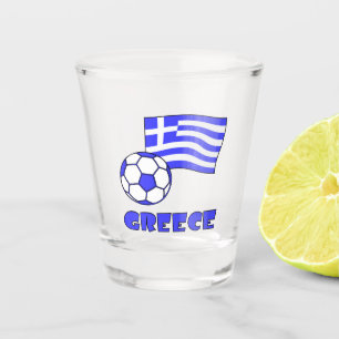 Greece with Greek Flag and Soccer Ball Shot Glass