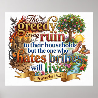 Greed Brings Trouble Integrity Rejects Bribes Poster