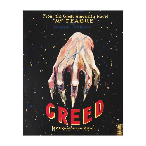 Greed movie poster 1924 canvas print