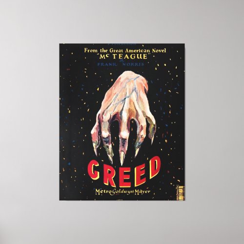Greed movie poster 1924 canvas print