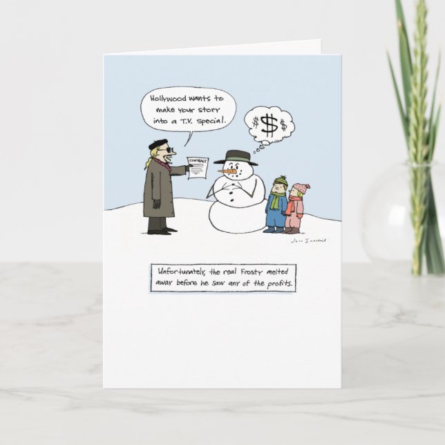 Greedy Frosty | Humorous Christmas | Funny Xmas Holiday Card (Front)