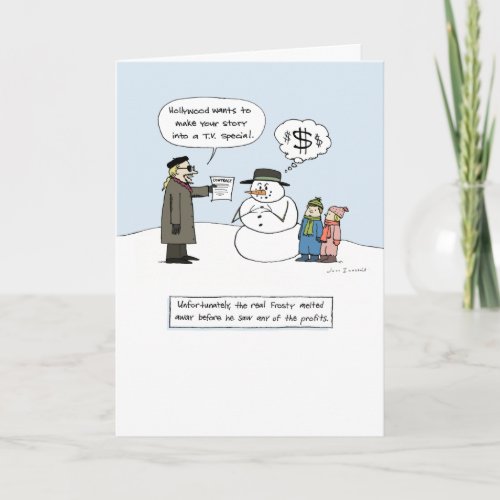 Greedy Frosty  Humorous Christmas  Funny Xmas Holiday Card