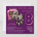 Greedy Raccoon Birthday Party Cake Cartoon Invitation at Zazzle