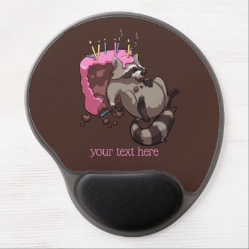 Greedy Raccoon Full Of Birthday Cake Cartoon Gel Mouse Pad by NoodleWings at Zazzle