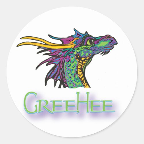 GreeHee The Deep Thinking Dragon Classic Round Sticker