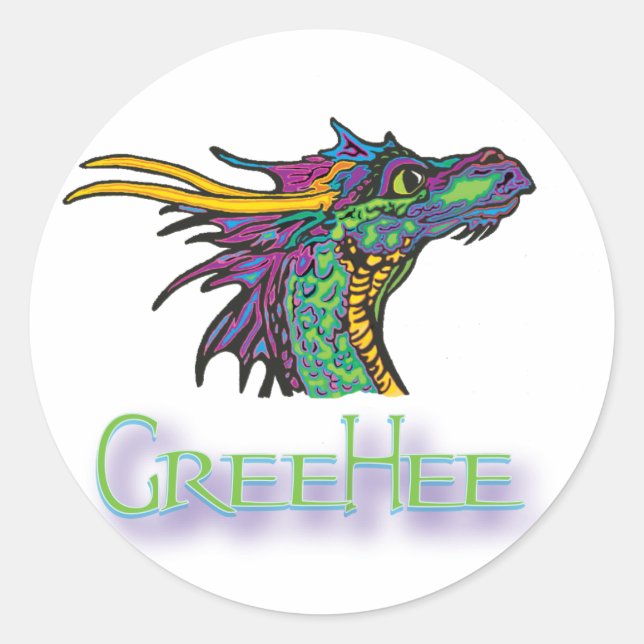 GreeHee The Deep Thinking Dragon Classic Round Sticker (Front)