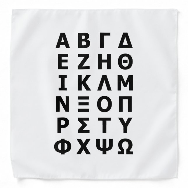Greek Alphabet Bandana (Front)