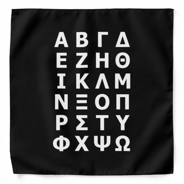 Greek Alphabet Bandana (Front)