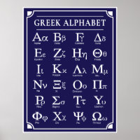 Greek Alphabet Blue Poster
