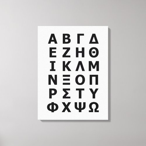 Greek Alphabet Canvas Print