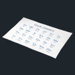 Greek Alphabet Cloth Placemat<br><div class="desc">Lower and upper case greek letters with their names. Vector object with custom colors for title, letters and letter names. Custom background color.</div>