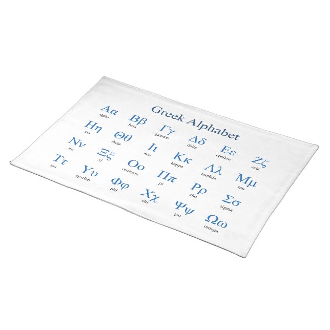 Greek Alphabet Cloth Placemat (On Table)