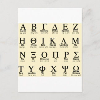greek alphabet gifts postcard