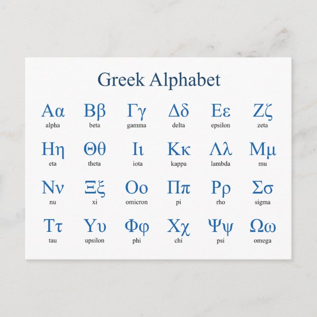 Greek Alphabet Horizontal Postcard (Front)