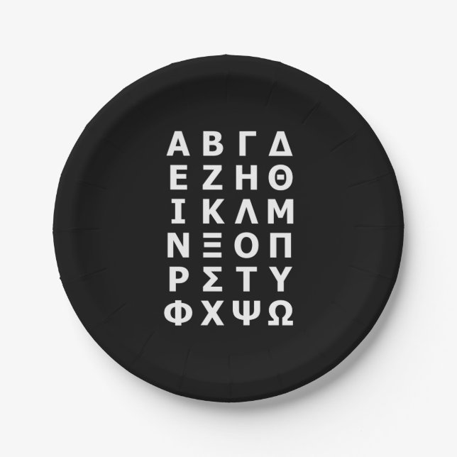 Greek Alphabet Kitchen Towel Paper Plates (Front)