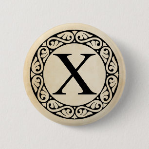 Greek Alphabet Letter Chi Button