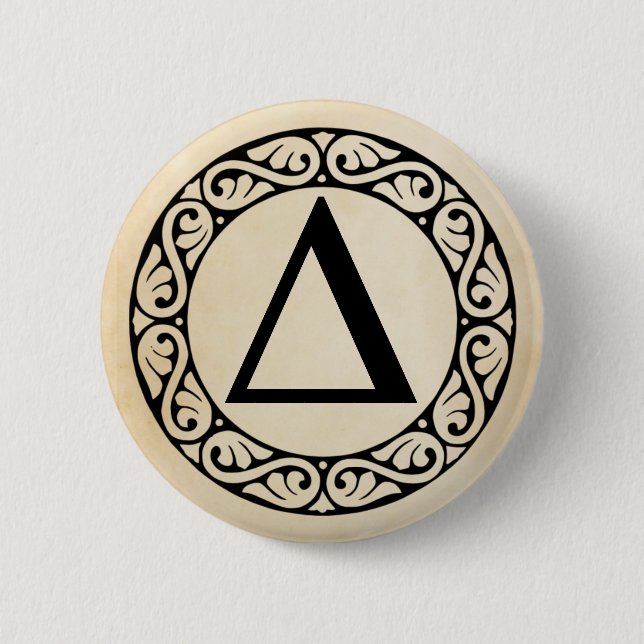 Greek Alphabet Letter Delta Button (Front)