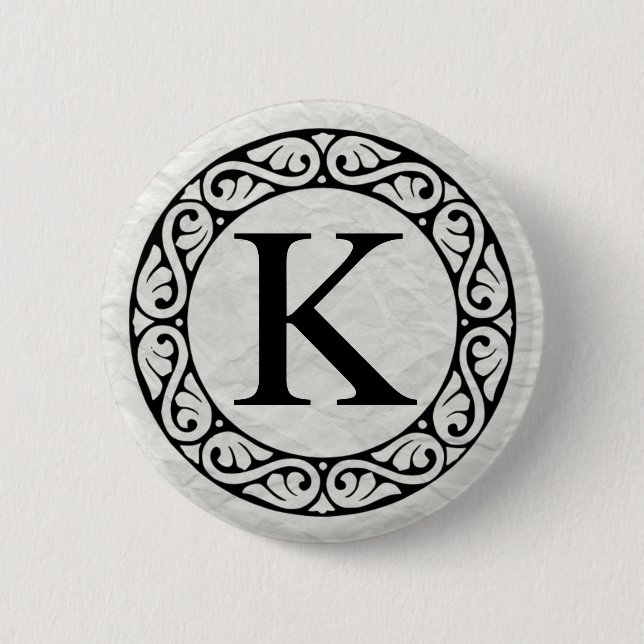 Greek Alphabet Letter Kappa Button (Front)