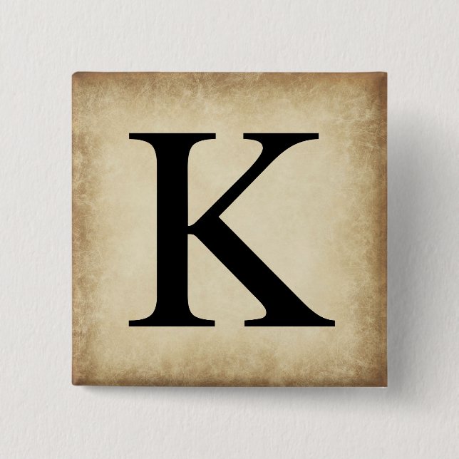 Greek Alphabet Letter Kappa Button (Front)