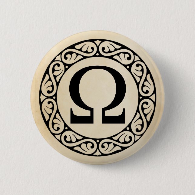 Greek Alphabet Letter Omega Pinback Button (Front)