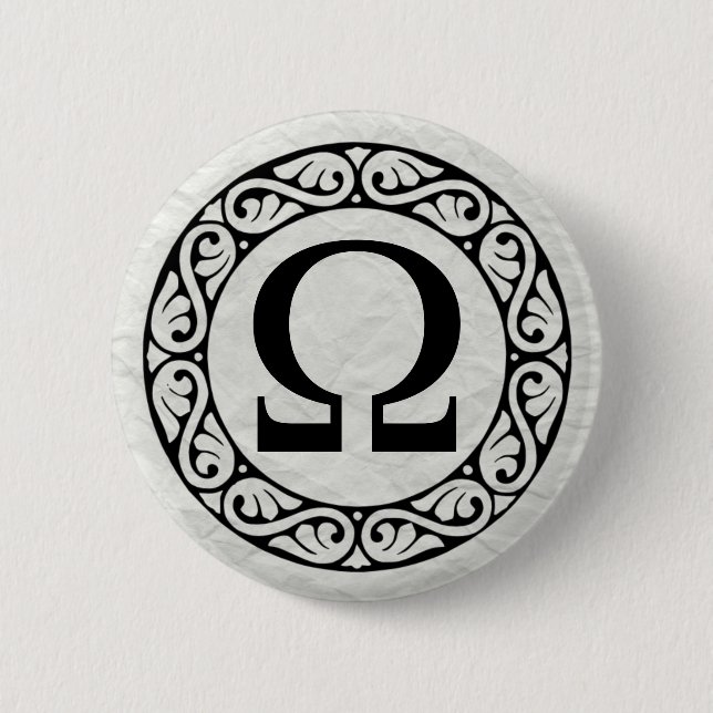 Greek Alphabet Letter Omega Pinback Button (Front)