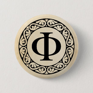 Greek Alphabet Letter Phi Button