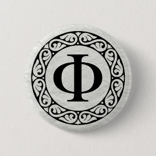Greek Alphabet Letter Phi Pinback Button