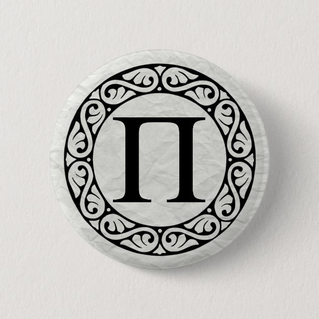 Greek Alphabet Letter Pi Button (Front)