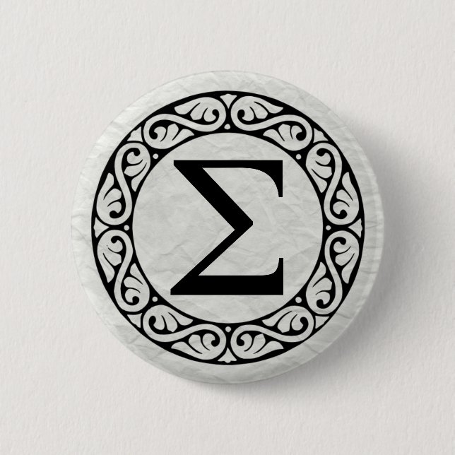 Greek Alphabet Letter Sigma Pinback Button (Front)