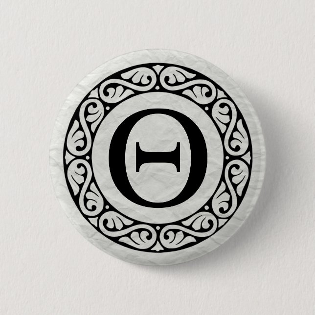 Greek Alphabet Letter Theta Pinback Button (Front)