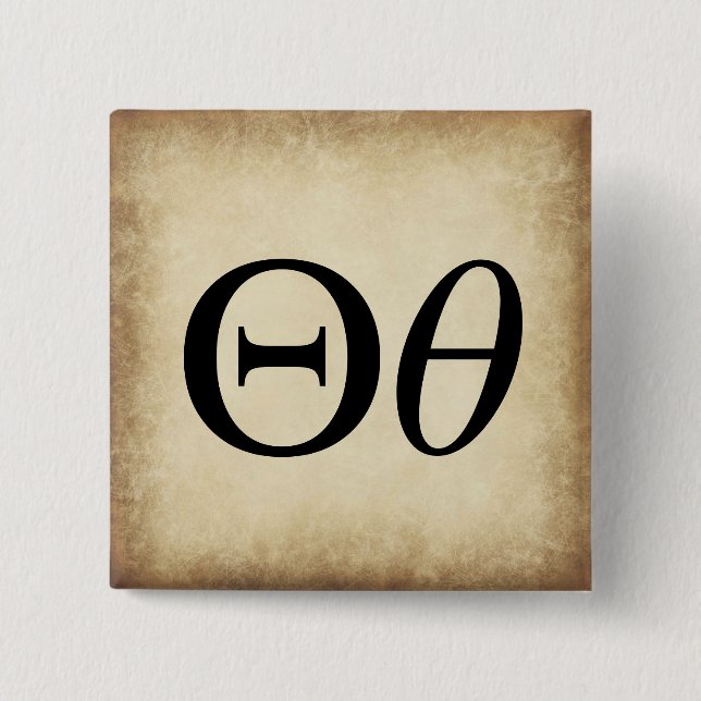 Greek Alphabet Letter Theta Pinback Button (Front)
