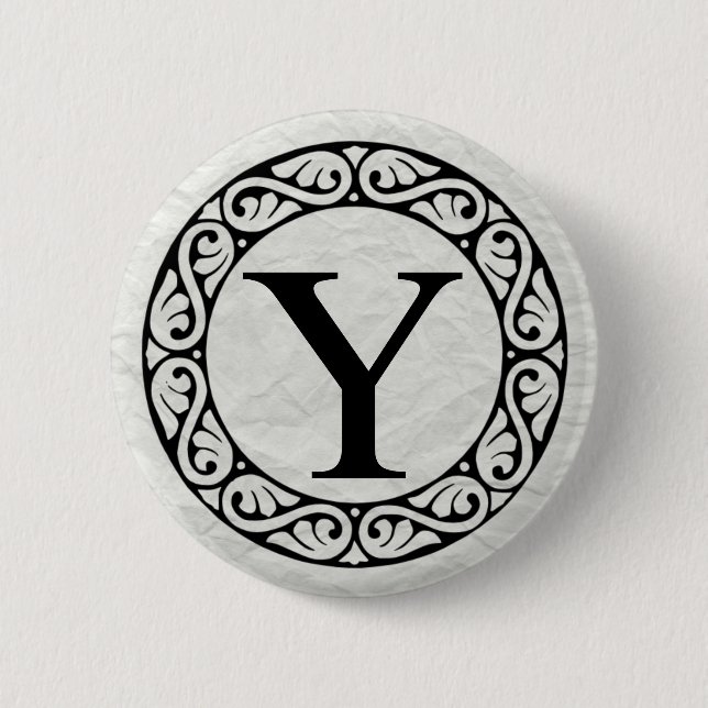 Greek Alphabet Letter Upsilon Button (Front)