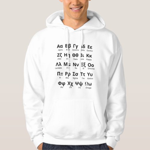 Greek Alphabet Letters In Order Hoodie