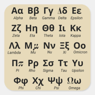 Greek Alphabet Letters In Order Square Sticker