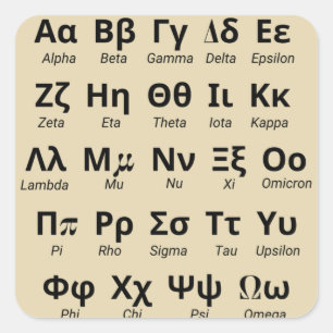 Greek Alphabet Letters In Order Square Sticker