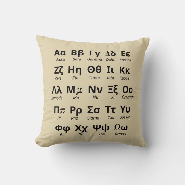 Greek Alphabet Letters In Order Throw Pillow (Front)