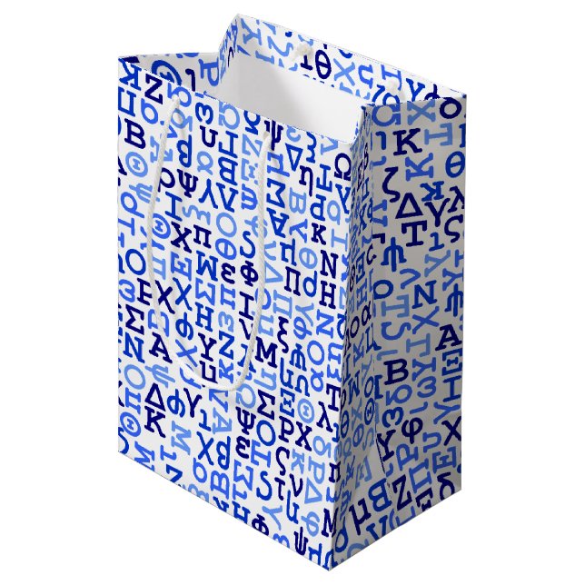 Greek alphabet medium gift bag (Front Angled)