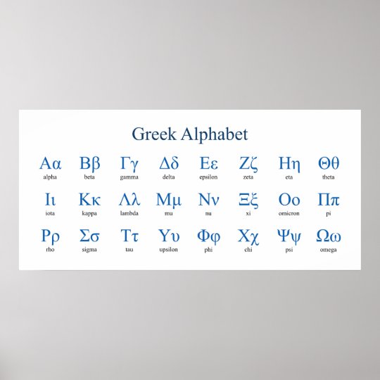 Greek Alphabet Narrow Horizontal Poster