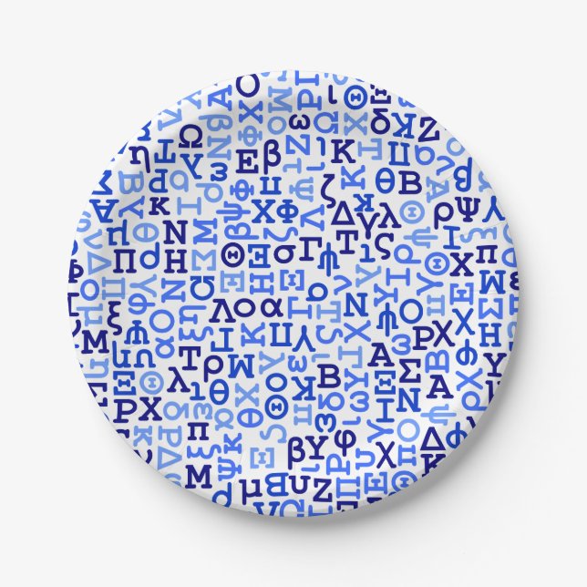 Greek alphabet paper plates (Front)