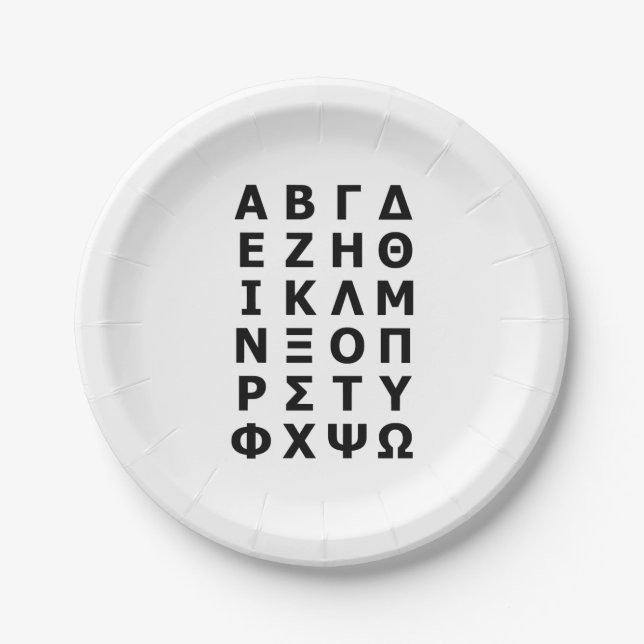 Greek Alphabet Paper Plates (Front)