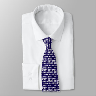 Greek Alphabet Pattern: Minimalist Typography Neck Tie