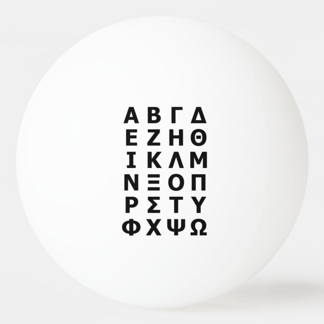 Greek Alphabet Ping Pong Ball (Front)