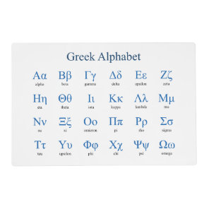 Greek Alphabet Placemat